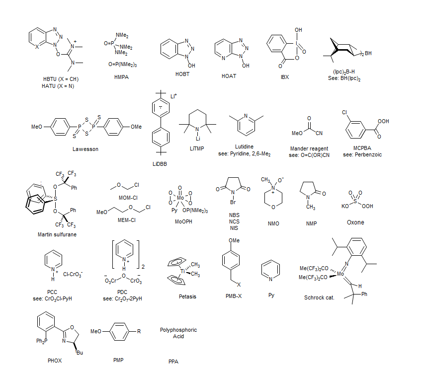 Organic Acronyms Structure H–P