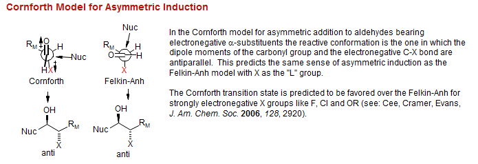Cornforth Model for Asymmetric Induction