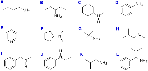 Virtual Textbook: Practice Problems — Matching Amines to Their Names, figure 1