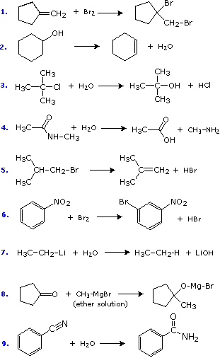 Virtual Textbook: Practice Problems — Classifying Reactions, figure 1